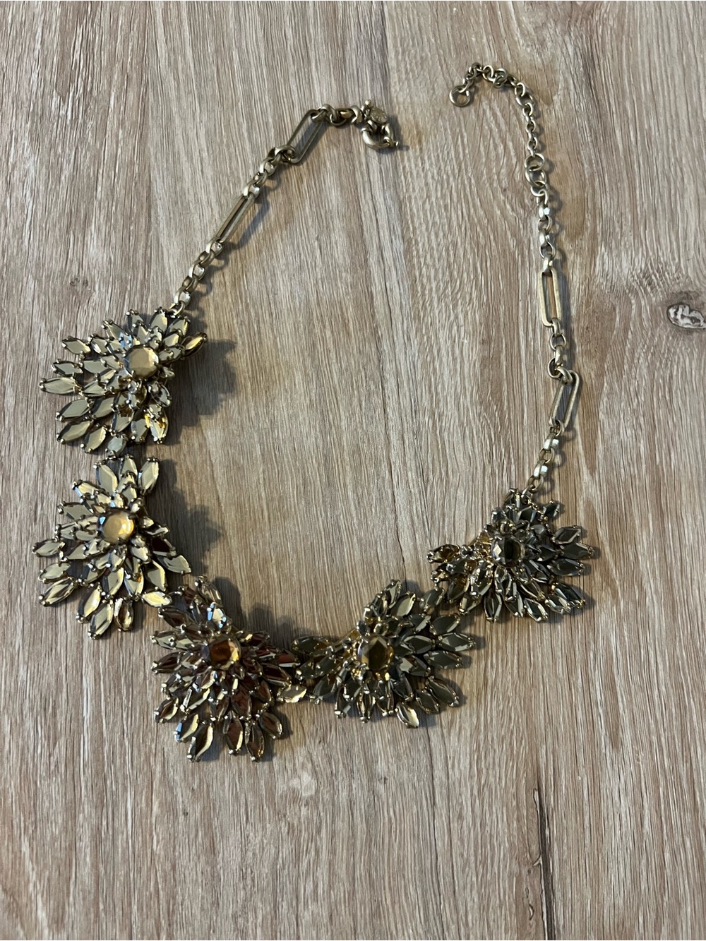 J. Crew Gold Floral Crystal Necklace